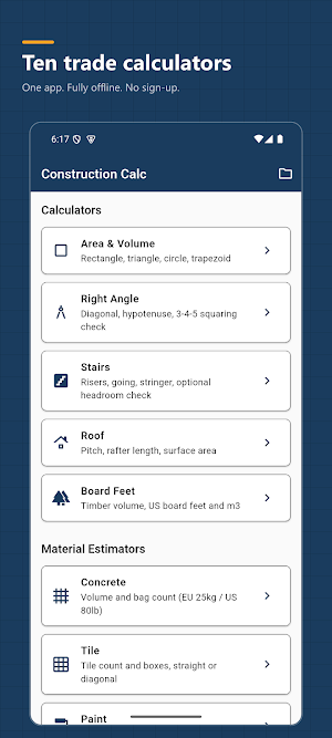 Construction Calc Screenshot 2