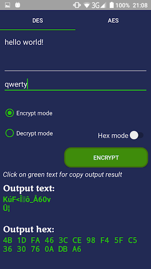 DES and AES Encryption Screenshot 1
