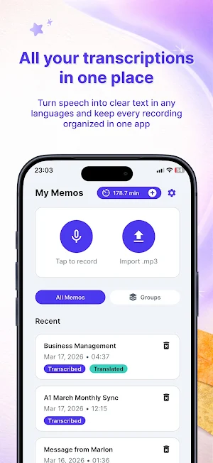 Voxcript : Audio to Text AI Screenshot 1