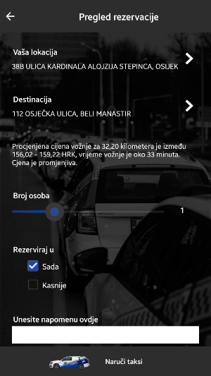 Osječki taxi – aplikacija za naručivanje Screenshot 3