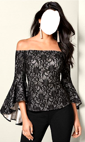 Women Crop Shoulder Photo Suit Screenshot 3