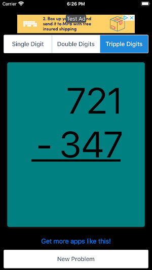 Subtraction Math Flashcards Screenshot 1