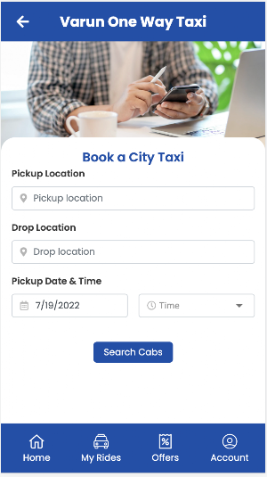VARUN ONE WAY TAXI BOOKING APP Screenshot 1