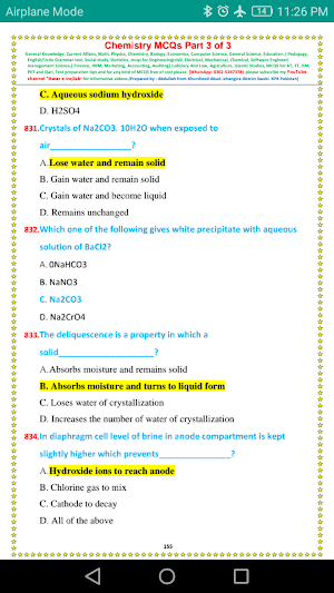Chemistry MCQs (offline)Chemistry notes for 9,10 Screenshot 1