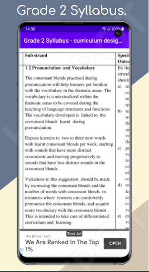 Grade 2 CBC Syllabus. Screenshot 0