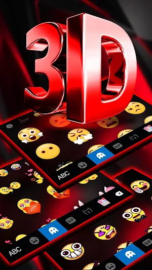 Red Black 3D Keyboard Theme Screenshot 3