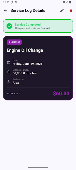 Service Journal Screenshot 1