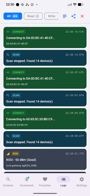 BLE UScope Screenshot 3
