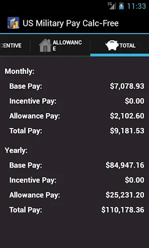 US Military Pay Calc Free Screenshot 3