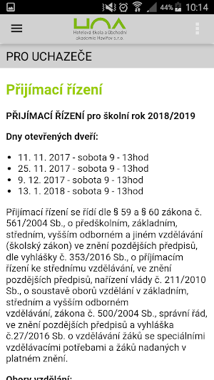 Hotelová škola a Obchodní akademie Havířov Screenshot 2