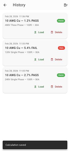 Voltage Drop NEC Tables 8&9 Screenshot 3