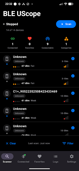 BLE UScope Screenshot 0