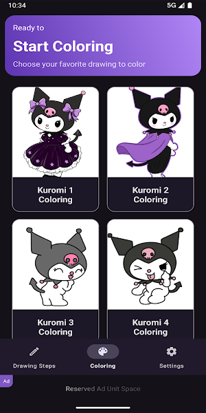 Kuro kawaii drawing & coloring Screenshot 0