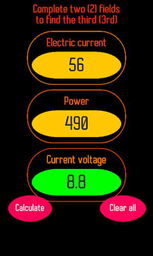 Amp-Watt-Volt Calculator Screenshot 0