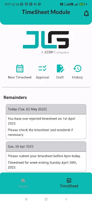 JLGS Timesheet Screenshot 1