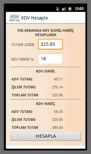 KDV Hesapla - kdv dahil hariç Screenshot 3