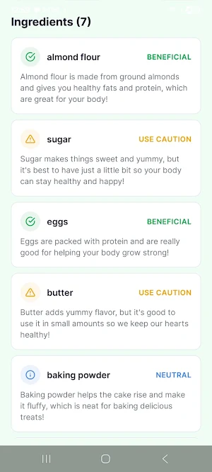 Snacker Food Ingredients Scan Screenshot 3