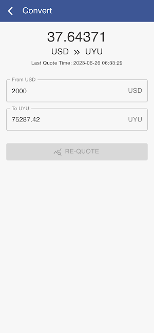 USD to UYU Screenshot 2