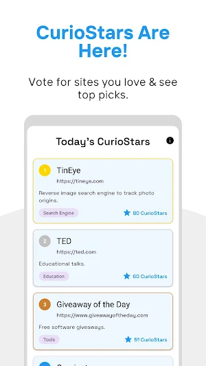 CurioShuffle: Find Cool Sites Screenshot 2