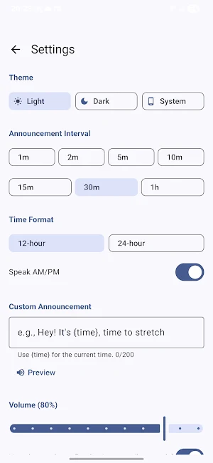 Talking Clock: Time Announcer Screenshot 1