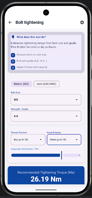 Engineering Torque Calculator Screenshot 2