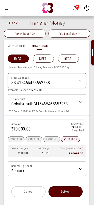 Chennai CCB Mobile Banking Screenshot 3