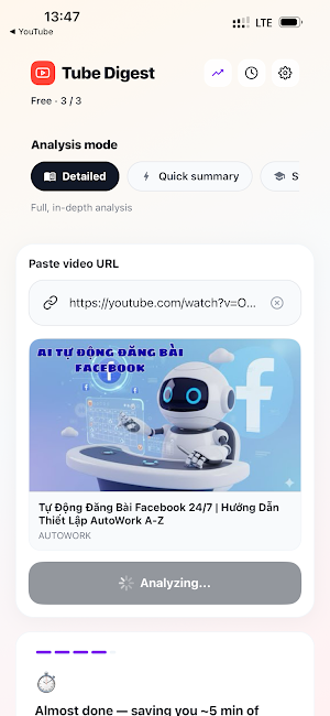 TubeDigest AI: YouTube Summary Screenshot 0