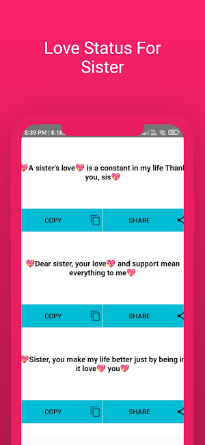 Love Status For Sister Screenshot 3