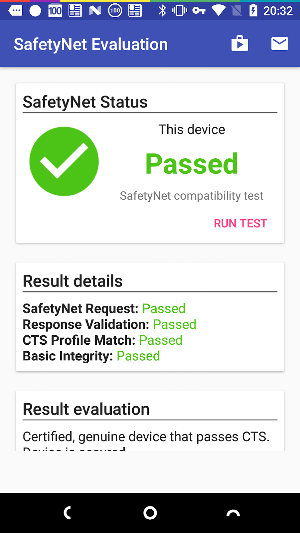 SafetyNet Evaluation Screenshot 0