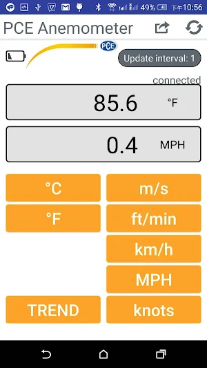 PCE Anemometer Screenshot 1