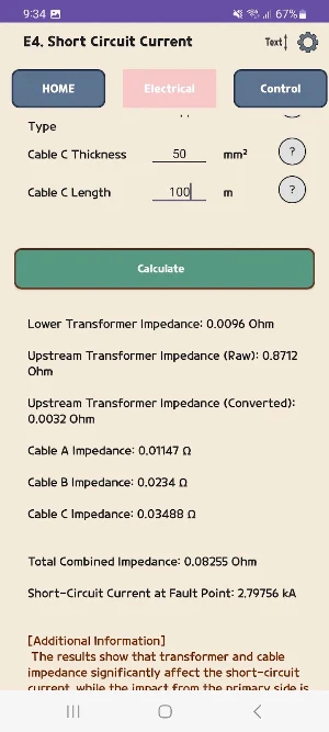 Cable size and short current Screenshot 2