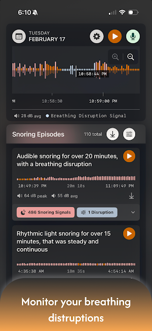 Snore Timeline Screenshot 2
