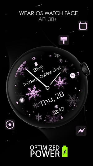 Snowflake pink watch face Screenshot 1