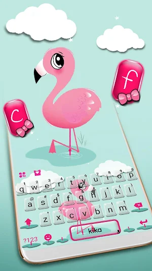 Cartoon Pink Flamingo Keyboard Theme Screenshot 1