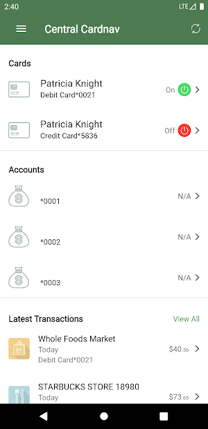 WV Central Cardnav Screenshot 2