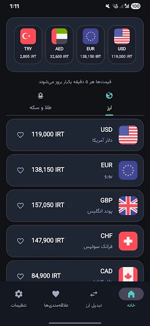 نوسان - قیمت لحظه ای ارز و طلا Screenshot 0