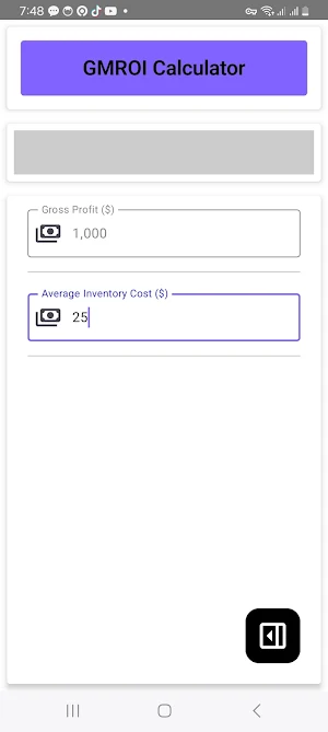 GMROI Calculator Screenshot 2