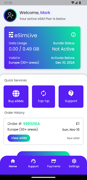 eSIM eSimLive: Travel Internet Screenshot 1