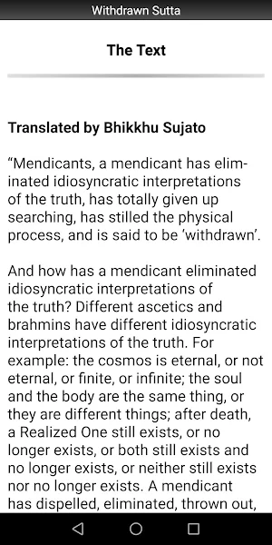 Withdrawn Sutta - Buddhism Screenshot 1