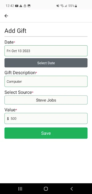 eFile Gift Tracker Screenshot 0