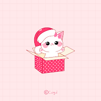 카카오톡 테마 - 겨울산타고양이_베이비핑크 (카톡테마)
