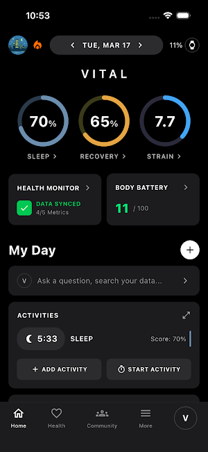 Open Vital - Recovery & Strain Screenshot 0