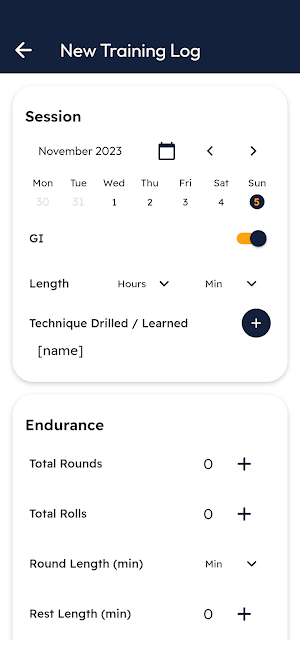 BJJ Notes Progress Tracker App Screenshot 2