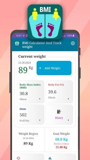 BMI Calculator & Track weight Screenshot 1