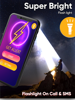Flashlight on Call & SMS Flash Alerts Notification Screenshot 0