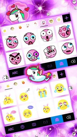 Purple Shiny Flowers Keyboard Background Screenshot 3