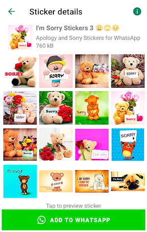 Sorry Stickers for WhatsApp Screenshot 0