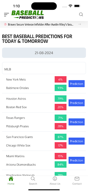MLB Predictions Today Screenshot 2