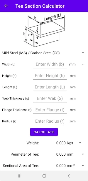 Metal Weight Calculator App Screenshot 2