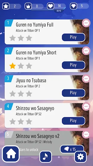 Piano AoT Sasageyo Anime Tiles Screenshot 1